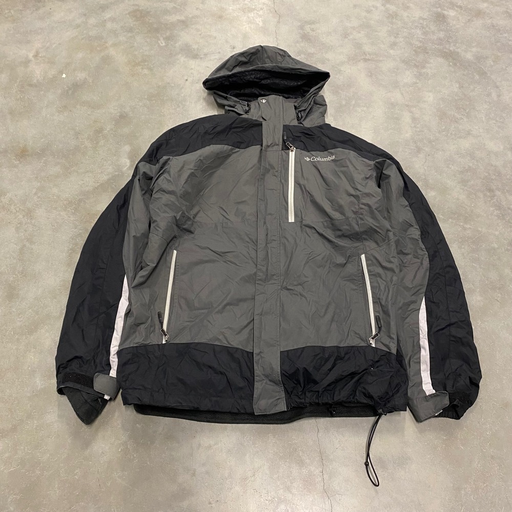 Columbia Interchange 3 in 1 Jacket Men's Size L‎ Gray Black Hooded Full Zip